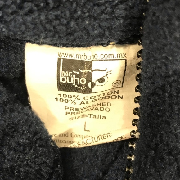 Mr. Buho Riviera Maya Mexico Fleece Sweatshirt, Navy Blue, Large - Picture 4 of 5